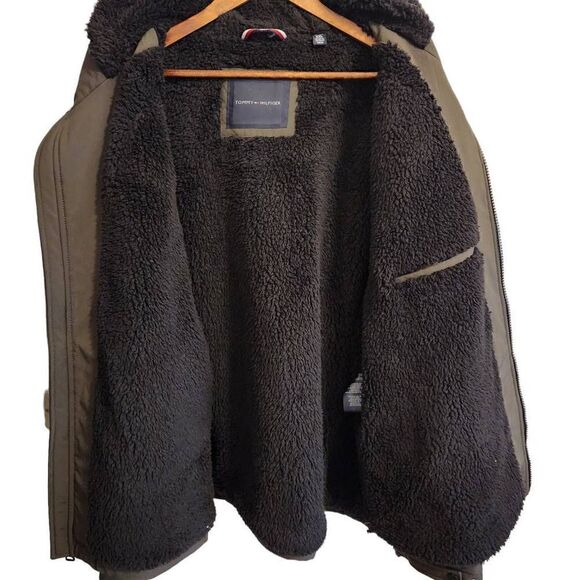Tommy Hilfiger Jacket XXL Mens Softshell Sherpa Lined Olive Green - Picture 2 of 7